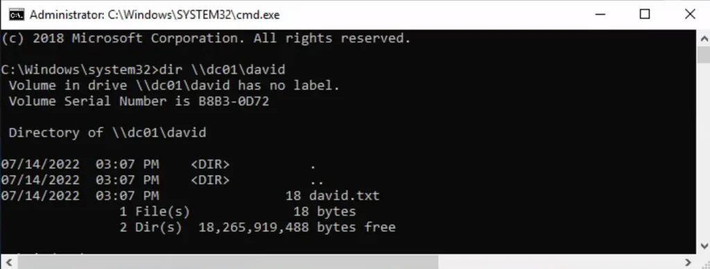 \\DC01\david and read the file david.txt.